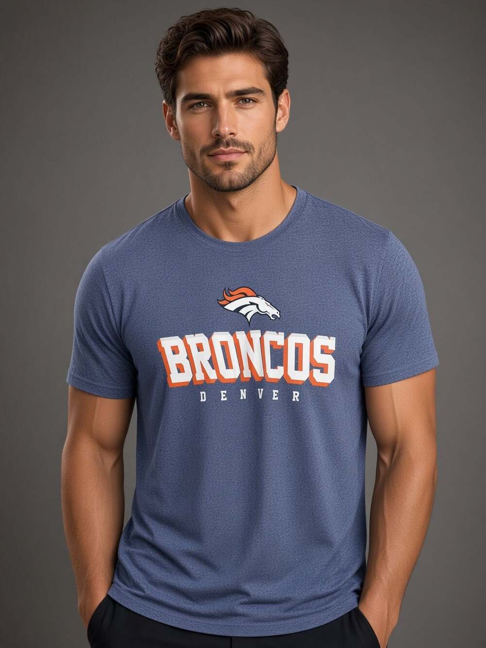 NFL Denver Broncos Team Apparel Heather Blue T-Shirt